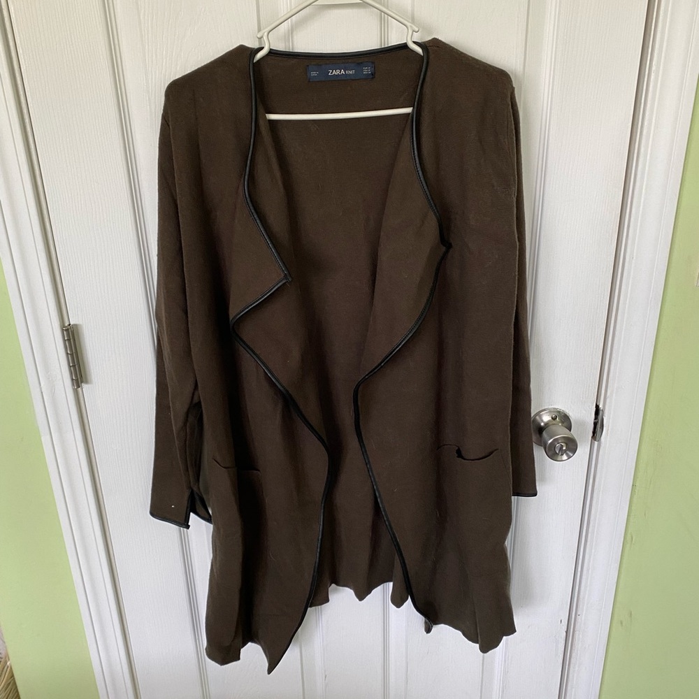Zara Knit Cardigan with Pleather Lining and Pockets